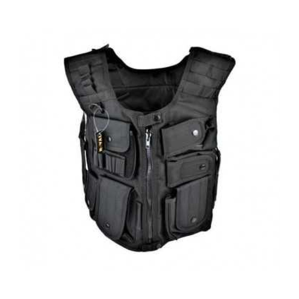 Black cordura tactical vest with holster