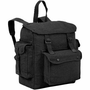 Highlander Black Webbing Backpack with Pockets