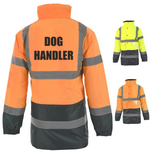 SECURITY DOG HANDLER PARKA TWO TONE HI VIS JACKET - 2 COLOUR OPTIONS