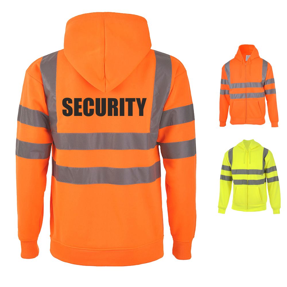 SECURITY HI VIS ZIP UP HOODIE - 2 COLOUR OPTIONS