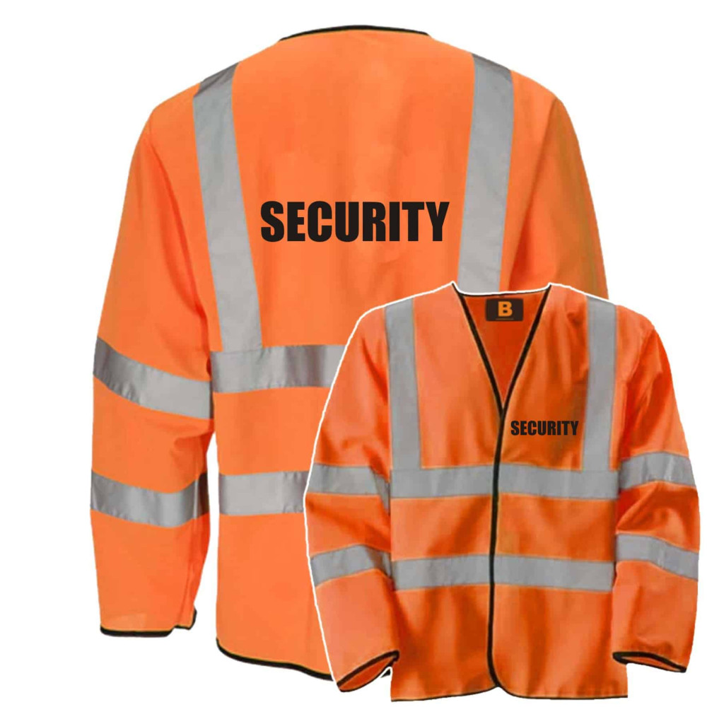 SECURITY ORANGE LONG SLEEVE HI VIS VEST