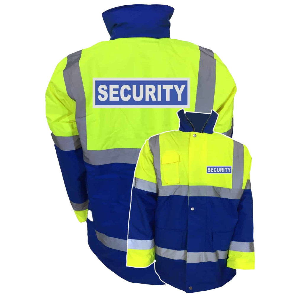 SECURITY PREMIUM PARKA BLUE BADGE YELLOW AND BLUE HI VIS JACKET