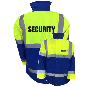 SECURITY PREMIUM PARKA HI VIS YELLOW AND BLUE JACKET