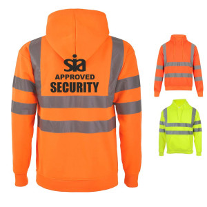 SECURITY SIA APPROVED PULLOVER HI VIS HOODIE - 2 COLOUR OPTIONS