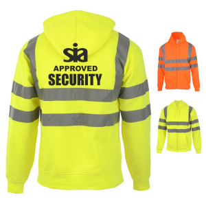 SECURITY SIA APPROVED ZIP UP HI VIS HOODIE - 2 COLOUR OPTIONS