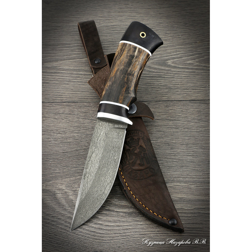 Hunting knife Cheetah H12MF black hornbeam stabilized Karelian birch (brown)