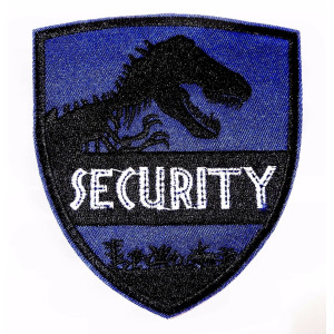 Jurassic World Movie Security Symbol 4 1/2 Inch Tall Iron On Patch