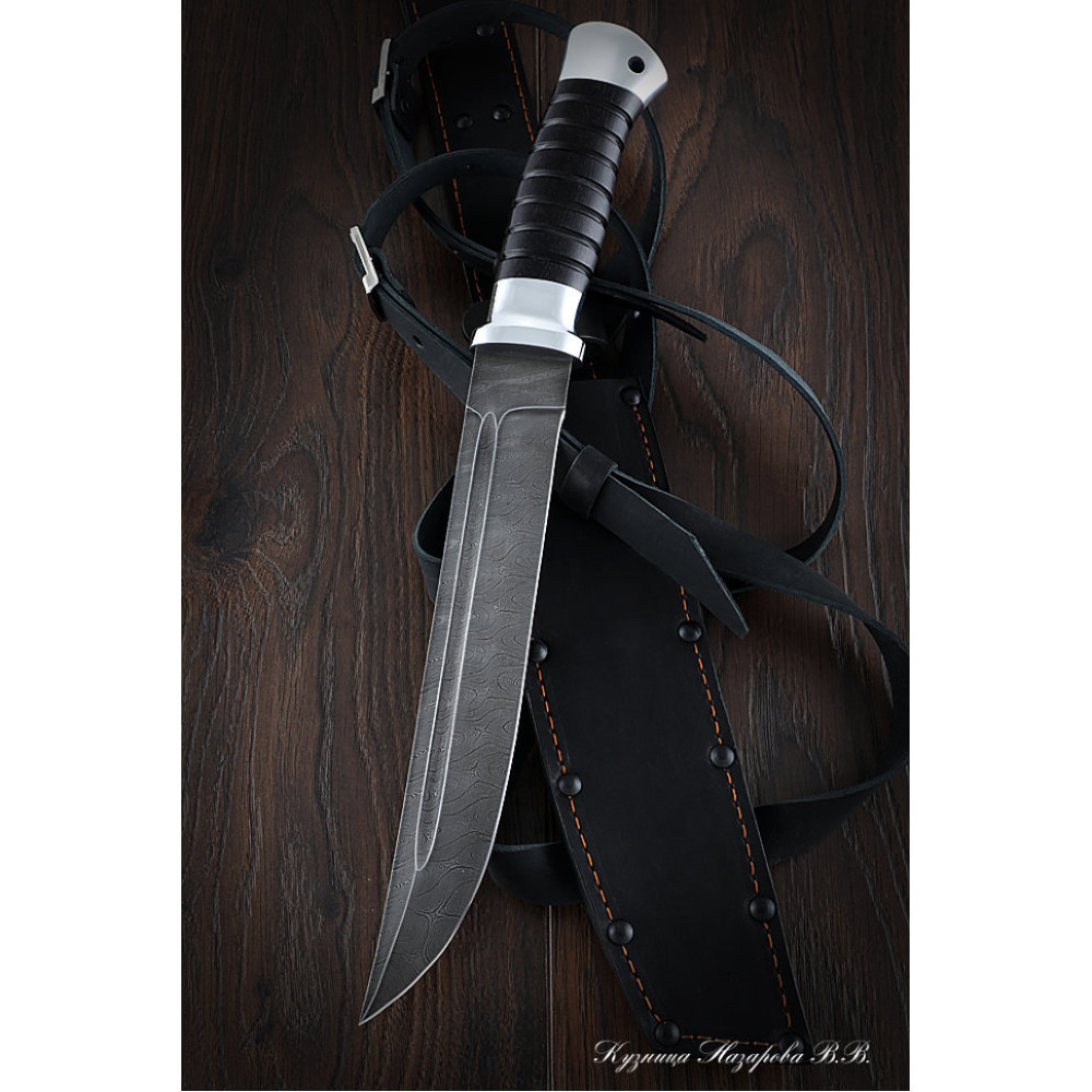 Knife Plastun (Cossack plastun knife) Damascus black hornbeam duralumin (NEW)