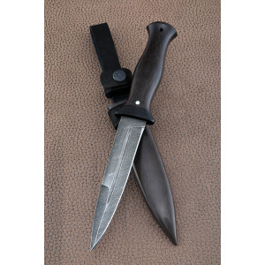 Legionnaire Damascus knife handle and scabbard Black Hornbeam