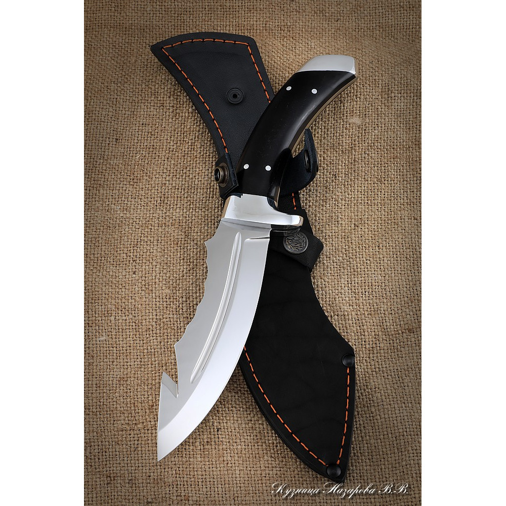 Skinning knife-3 95h18 all-metal black hornbeam